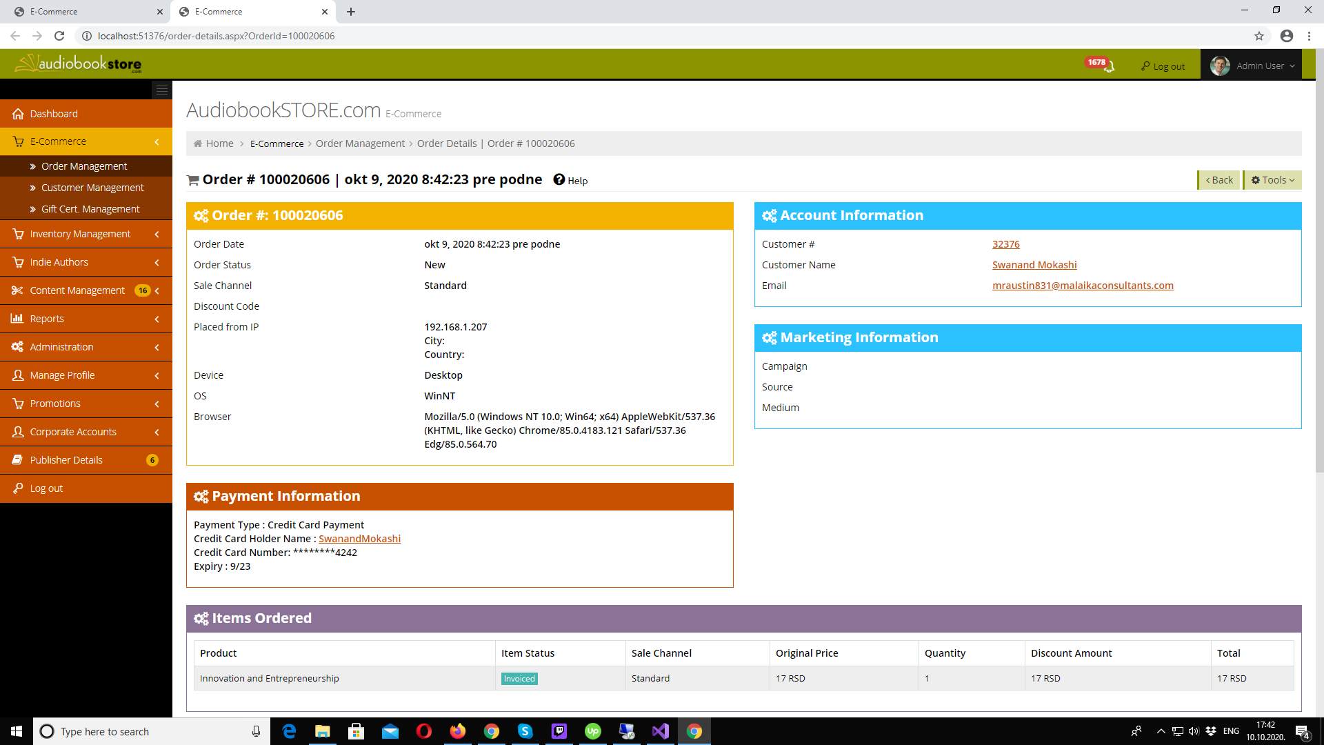 Razvoj za ASP.NET WebForms prodavnicu